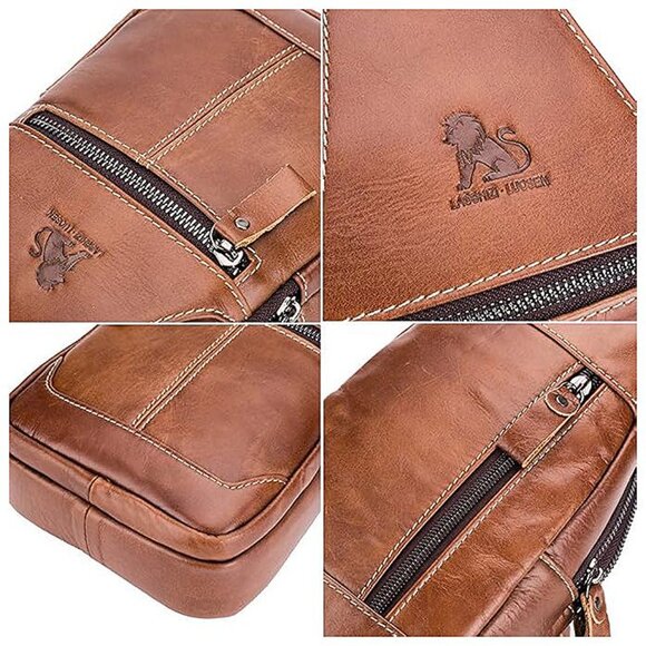 Leather Sling Bag Crossbody Backpack for Men Women-10black main image 4
